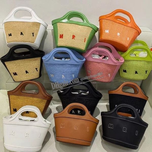 

tropicalia micro bag leather raffia bucket bags luxury designer women summer tote bags casual beach straw weave shopping shoulder bag handba