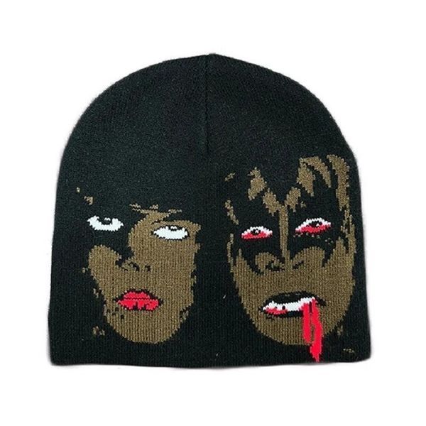 

wide brim hats bucket aesthetic fashion beanie hat hip hop gothic knitting cap men women winter warm face y2k streetwear vintage punk haraju, Blue;gray