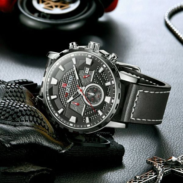 

luxury 2023 fashionable new high-end men's watch waterproof quartz dial six-pin belt men's calendar business watch multi-function, Slivery;black
