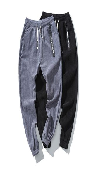 

corduroy warm sweatpants mens joggers striped pants gyms clothing plus size m5xl fashion bottoms4990523, Black