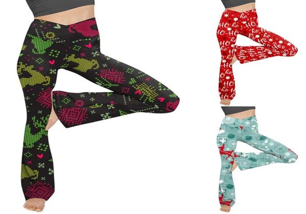 

women039s leggings women christmas print leggins push up boot cut high waist workout elastic nosee through flare tummy control9260449, Black