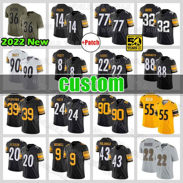 

22 najee harris jersey 32 franco alex highsmith steelers football ben roethlisberger mitchell trubisky mitch diontae johnson 11 allen robins, Black;red