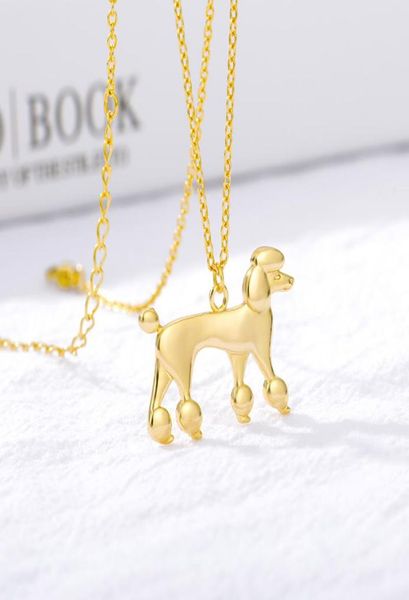 

cute poodle pendant necklace choker gold chain necklace women charm simple necklaces dog stainless steel new engagement jewelry1370271, Silver