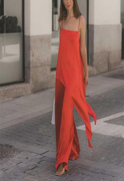 

women039s tanks camis woman elegant red irregular satin camisole 2021 summer casual female solid soft long ladies street1882223, White