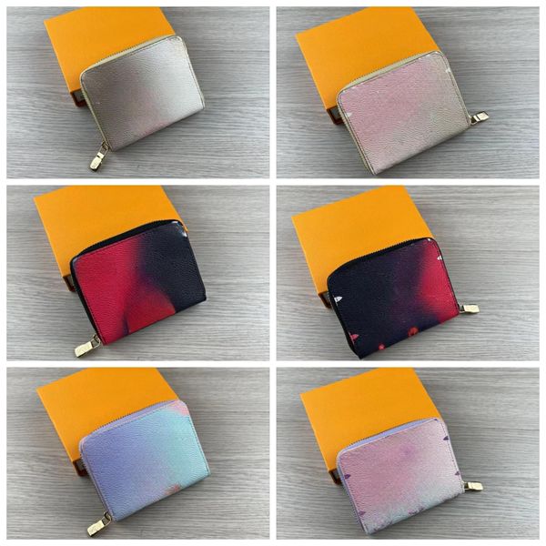 

gradient color wallet short style made of high-quality leather, with card slot zippered coin pocket and cash pocket inside, Red;black