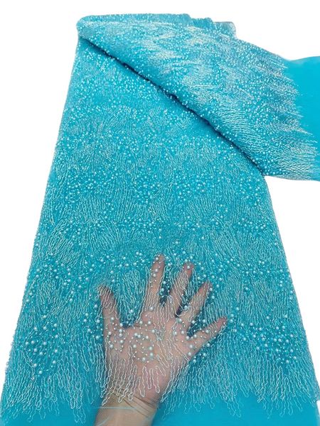 

tulle 2032 lace fabric 5 yards african weeding evening beaded party formal french dress for female textile sewing craft dentelle dinner garm, Black;white