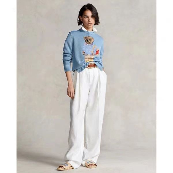 

women's sweaters cartoon rl bear sweater women casual winter clothing fashion long sleeve knitted pullover sweater wool coat streetwear, White;black