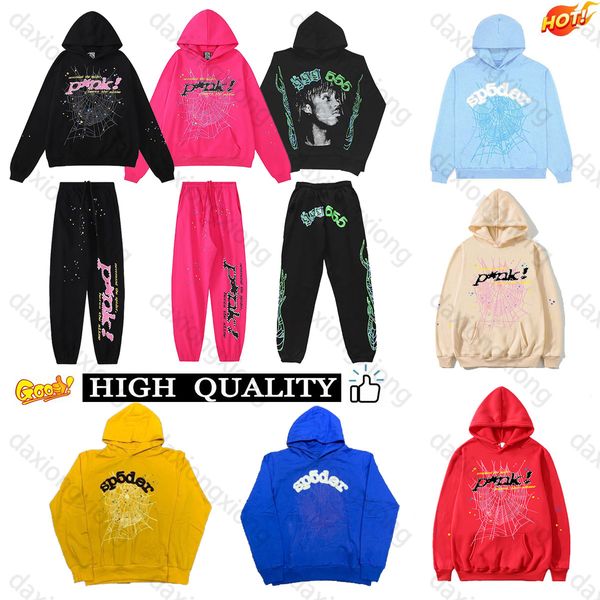 

men's hoodies sweatshirts designe sp5der hoodie puff thug 55555 womens hoodie spider 555 y2k web sweatshirt pink spider man tracksuit j, Black
