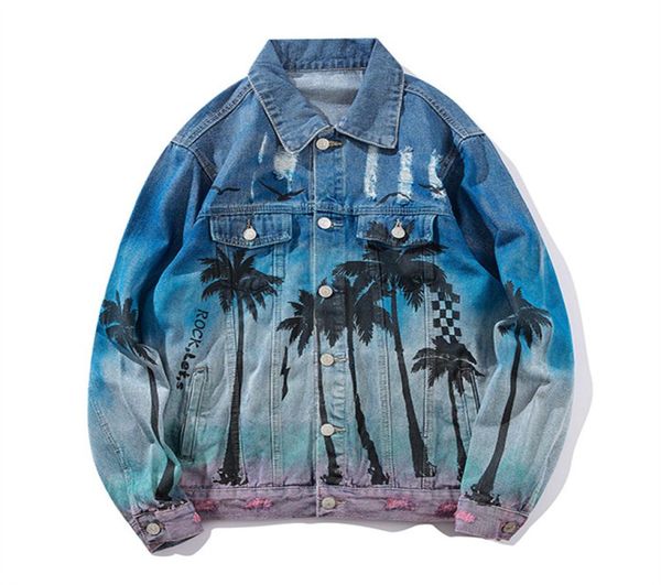 

men denim jackets vintage fashion ripped holes jeans jacket mens bomber jacket hip hop streetwear 2019 new distressed denim7632470, Black;brown