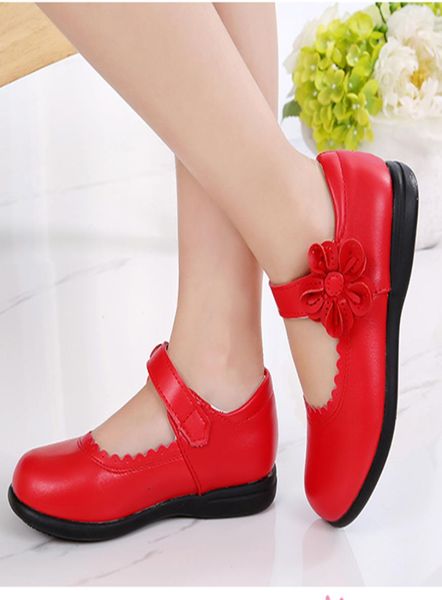 

red girls kids flowers children genuine leather single shoes for teenagers girls student party wedding dance princess dress shoes 2740454, Black;grey
