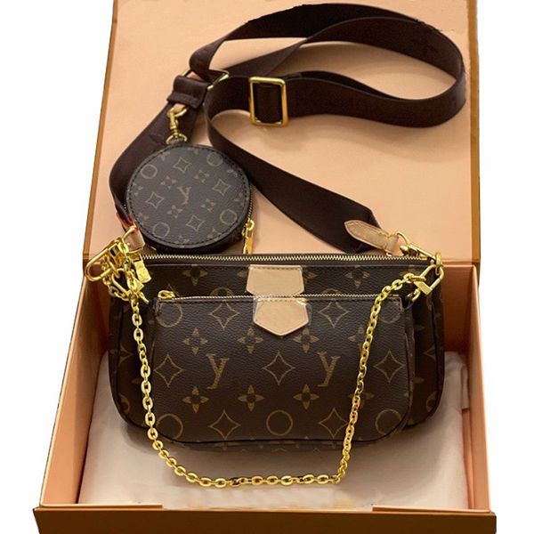 

designer bags old flower brown three in one shoulder bag seven color shoulder strap clutch combo embossed fashion luxury multi pochette wome