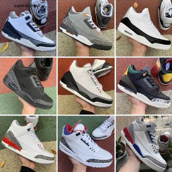 

3 3s shoe men basketball shoes black cement cat pure white true blue tinker green unc mens trainer spo nakeskin s sneaker