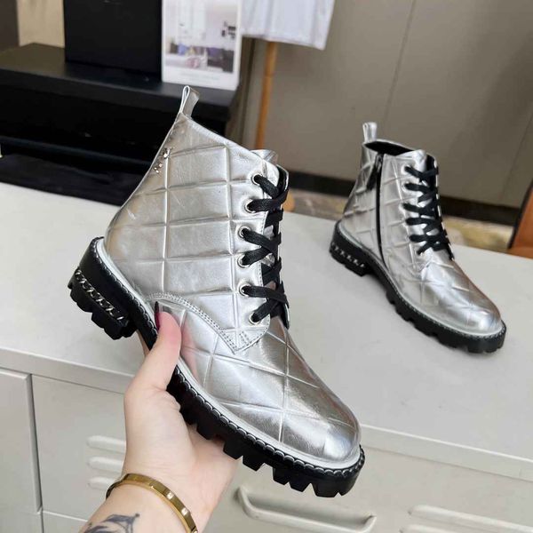 

designer boots women ankle booties winter channel boot martin leather platform letter ccity blonde woman shoes dhsdf, Black