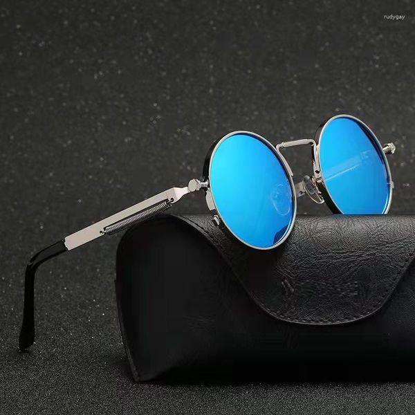 

sunglasses vintage round for men steampunk metal spring sun glasses women designer lentes retro classic gafas sol381, White;black