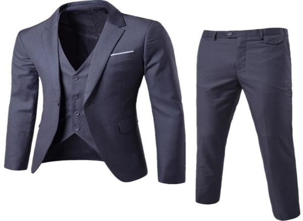 

men039s tracksuits suits business male blazer 2021 casual suit set wedding dress men groom tuxedosjacketpantvest big size 96731012, Gray