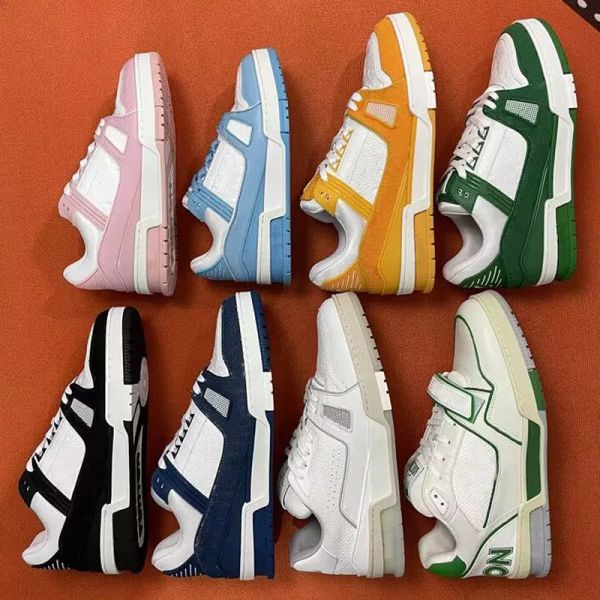

luxurys casual shoes logo embroidered strap trainer sneaker for men womens x yk trainer shoes white denim green black blue mens sp yzsmch