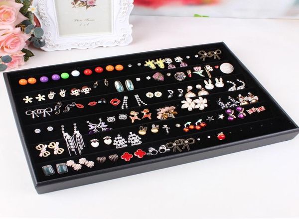 

black velvet leather earrings frame wheel stud earring earrings jewelry holder display rack storage box accessories display rack8534529, Black;white