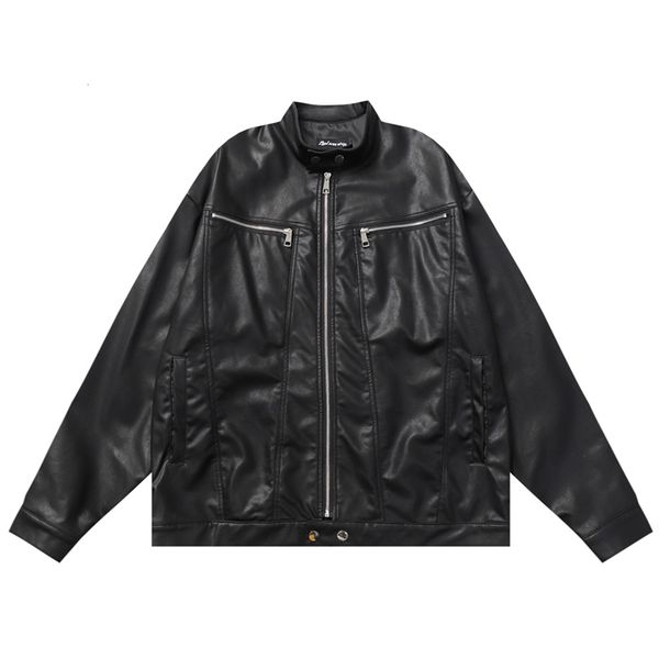 

men's jackets pu leatther stand collar motocycle for men autumn high street women black pink 230803, Black;brown