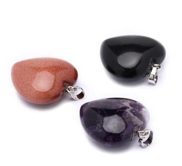 

3030 mm luckyshine jewelry 10 pieceslot fashion exquisite natural heart crystal silver necklace pendants solid 8 color necklace 2073809