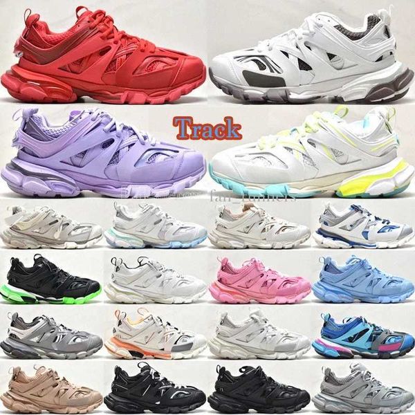 

casual shoes luxury brand track 3 3.0 designer men women triple yellow pink white black sneakers tess.s. gomma leather trainer nylon printed