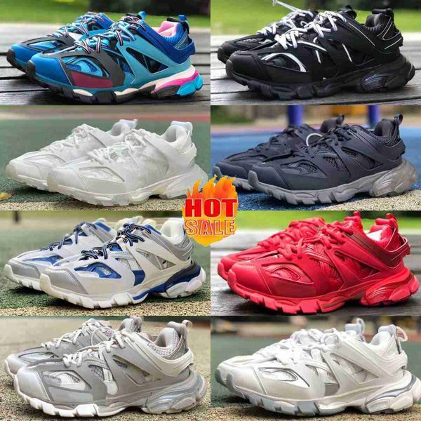

paris designer shoes luxury brand men women casual shoes outdoor sneaker track 3 3.0 triple white black tess.s. gomma leather trainer nylon