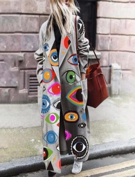 

women039s wool blends winter jacket coats woman long sleeve lapel women coat open stitch big pockets print woolen outwear3874894, Black