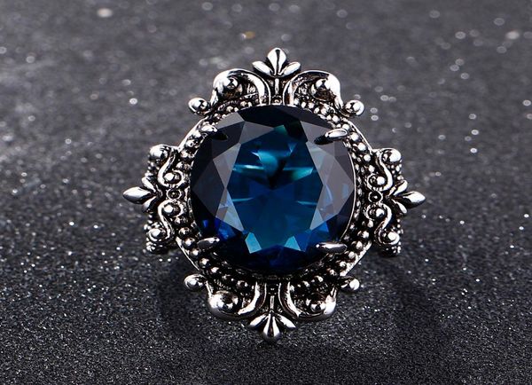 

big peacock blue sapphire rings for women men vintage real silver 925 jewelry ring anniversary party gifts8896734
