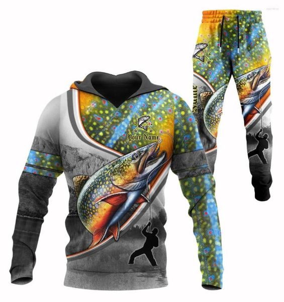 

men039s tracksuits trout fishing custom name 3d printed men sets hoodieamppants autumn sportswear casual street male c5899685, Gray