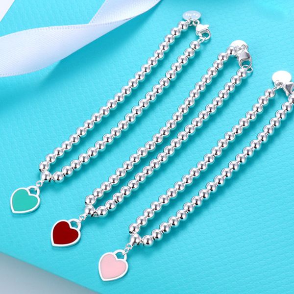

luxury designer designer bracelets for woman 2cm*2cm heart pendant titanium steel plated gold love bead bracelet length 15.5-20cm men design, Black