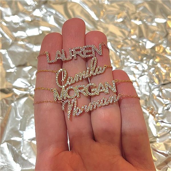 

pendant necklaces custom name letters necklaces for women personalized crystal pendant necklace gold silver color stainless steel charm jewe