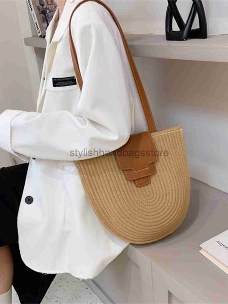 

beach bags single shoulder half round cotton thread woven bag new straw bag woven bag holiday beach bag women's bagstylishhandbagsstore