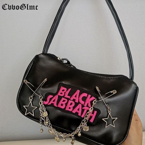 

evening bags harajuku y2k metal heart shoulder underarm bag luxury designer brand pu leather star cat y2k handbags and purses 230802