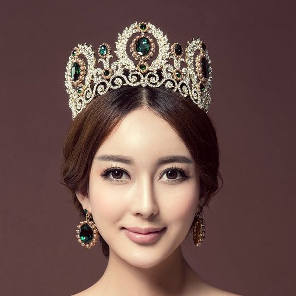 

wedding jewelry sets royal queen king tiaras and crowns with earring women pageant prom diadem hair ornaments accessories 230803, Slivery;golden