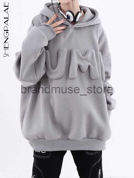 

womens hoodies sweatshirts shengpalae fashion threed letter sweatshirt womens heeded long sleeve solid color casual loose pullover autumn 20, Black