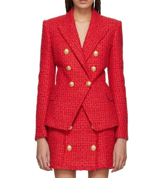 

fashion 2018 fall winter blazer jacket women039s classic lion buttons tweed wool blazer coat233s9679334, White;black