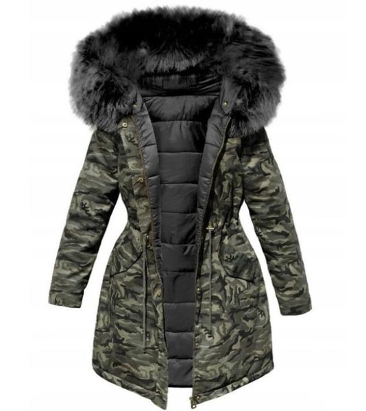 

2020 women winter jacket hooded parkas winter coat women loose parka fur collar cotton padded jackets slim9090213, Black
