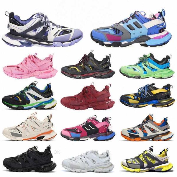 

luxury brand designer men women casual shoes track 3.0 triple white black sneakers tess.s. gomma leather trainer nylon printed platform trai