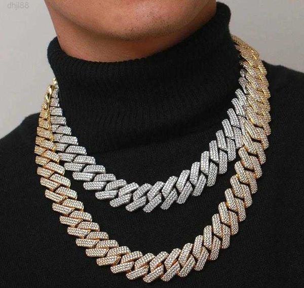 

hip hop pass diamond test cuban necklace 14k gold thick s925 20mm moissanite diamond cuban chain necklace, Silver