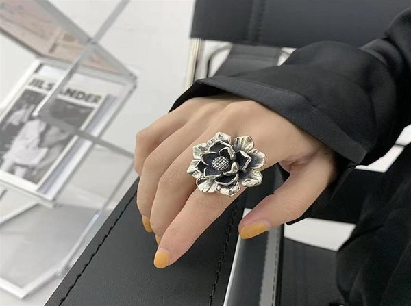 

exaggerated large petal ring female hip hop flower korean s925 silver net red index finger tide252l8092934