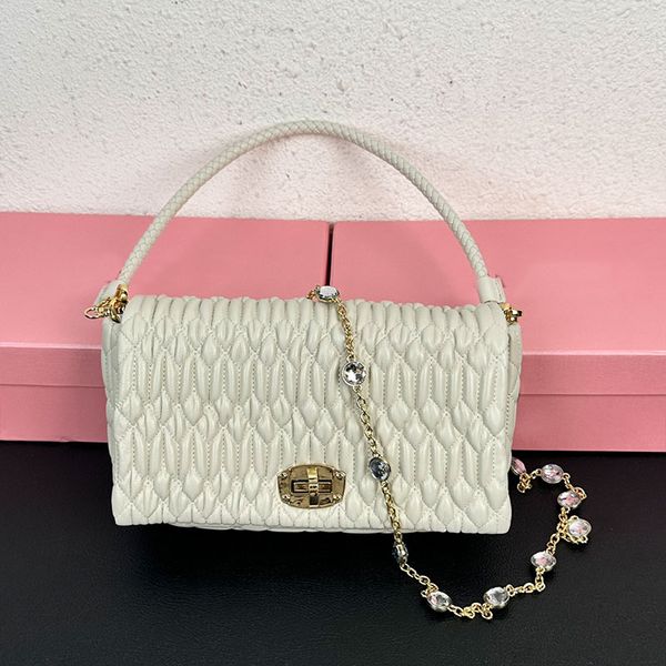 

fold crossbody bag women flap shoulder messenger bags genuine leather diamond chain inside fashion letters silver hardware underarm package