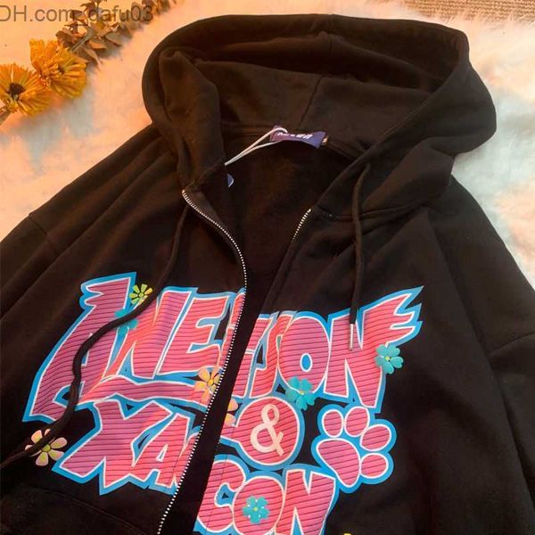 

men's hoodies sweatshirts xinxin sewn hoodie harajuku street women's kawai super zipper sweater korean sleeping 2022 z230803, Black