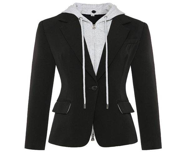 

premium new style original design women039s casual detachable hooded jacket blazer zipper one button coat outwear2913632, White;black