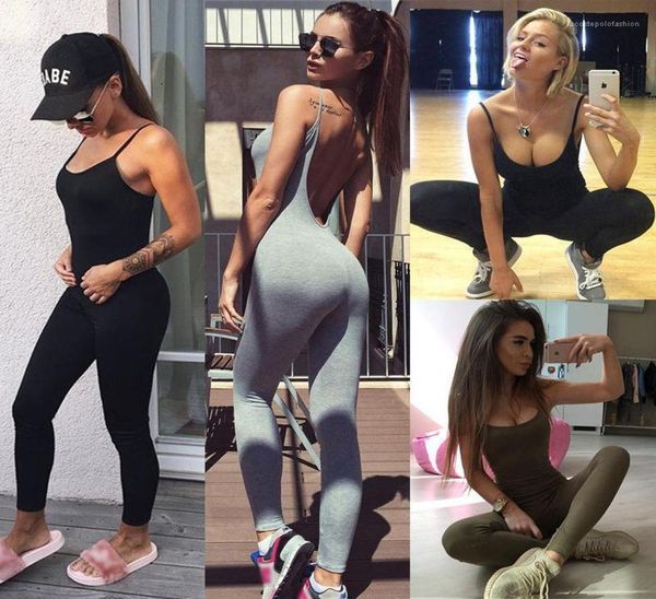 

rompers solid color women clothes summer yoga jumpsuits backless skinny fitness gym9080075, Black;white