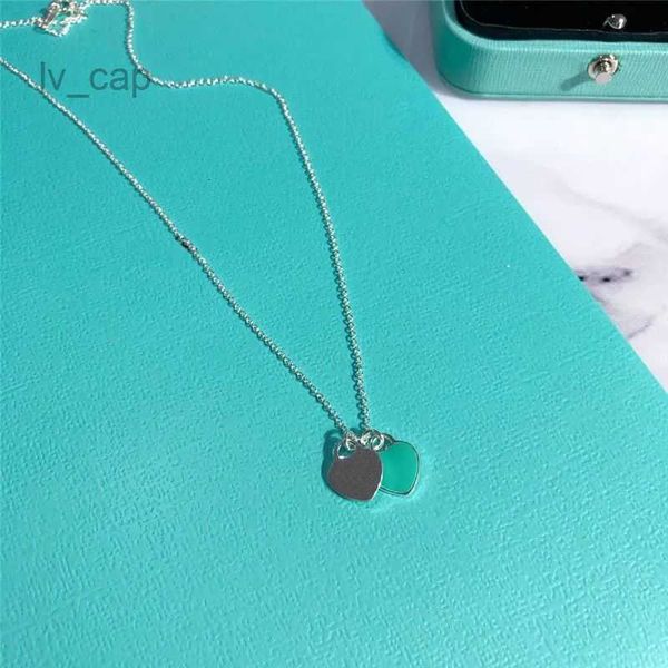 

tiff necklace 925 silver pendant necklaces female jewelry exquisite craftsmanship with official classic double blue heart luxury designer br