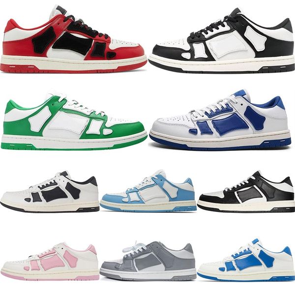 

skel low designer shoes for men women black white panda green red pink flat heels platform plate-forme fashion luxury leather sneakers mens