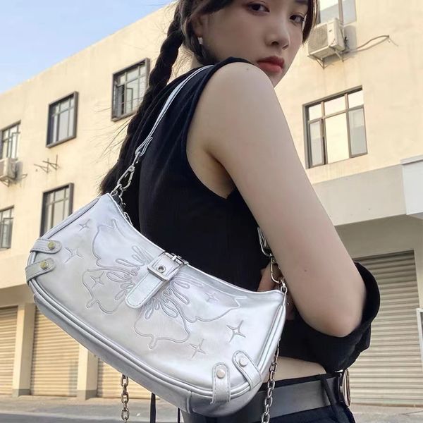 

evening bags xiuya y2k shoulder bag for women pu leather star butterfly pattern rivets handbag american style gothic underarm bag 230803