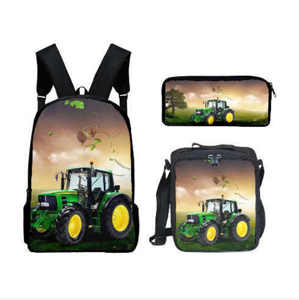 

printed student backpack pen bag cross lunch three piece set 230815