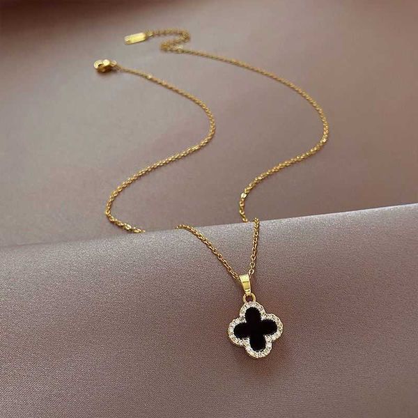 

s925 sterling silver colorless high beauty clover necklace small premium pendant fashion cool spicy girl clavicle chain