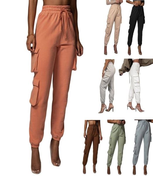 

women high waist joggers cargo pants drawstring solid color loose sweatpants running workout active trouser with pockets women034966349, Black;white