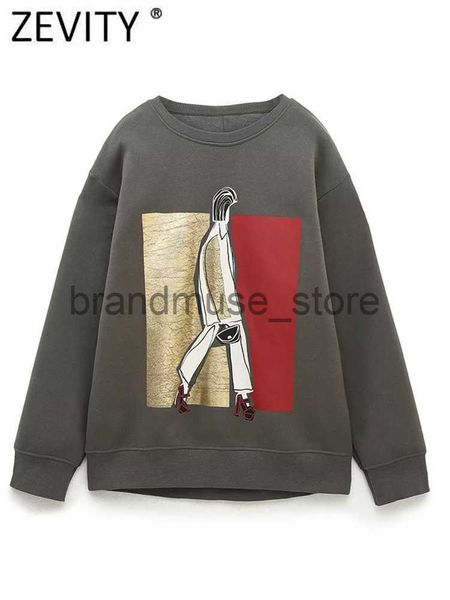 

womens hoodies sweatshirts zevity women fashion front color matching bright girls print fleece sweatshirts female leisure hoodies chic pullo, Black